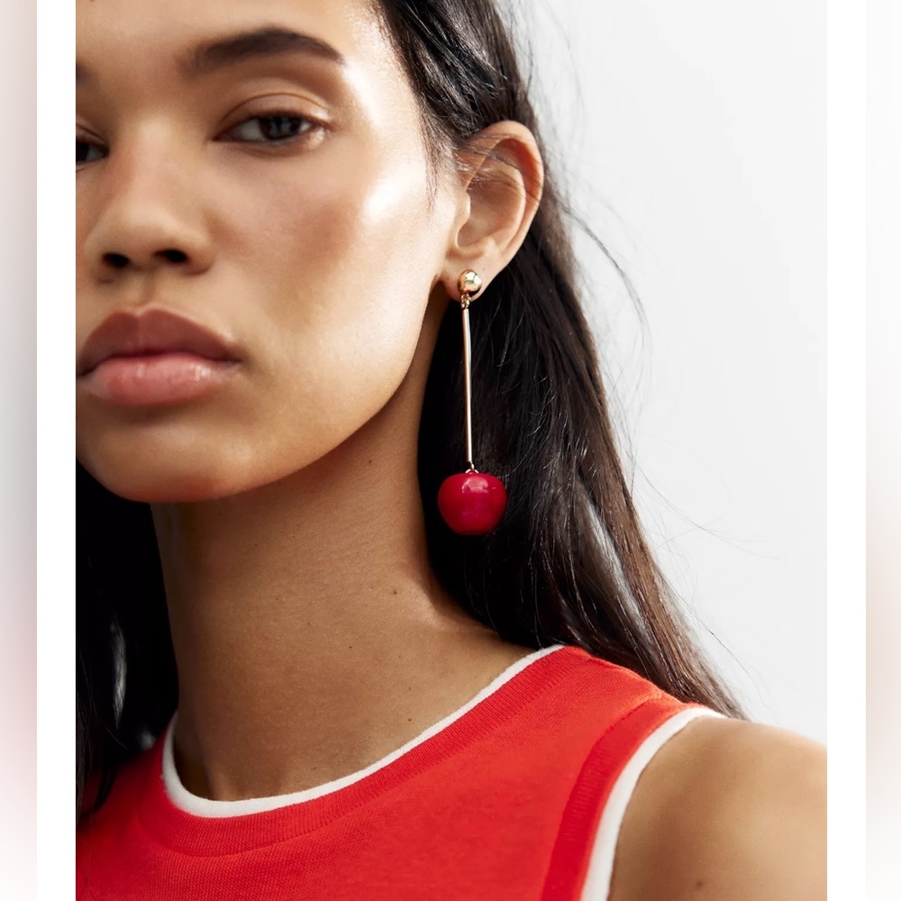 Zara Metal Cherry Drop Earrings